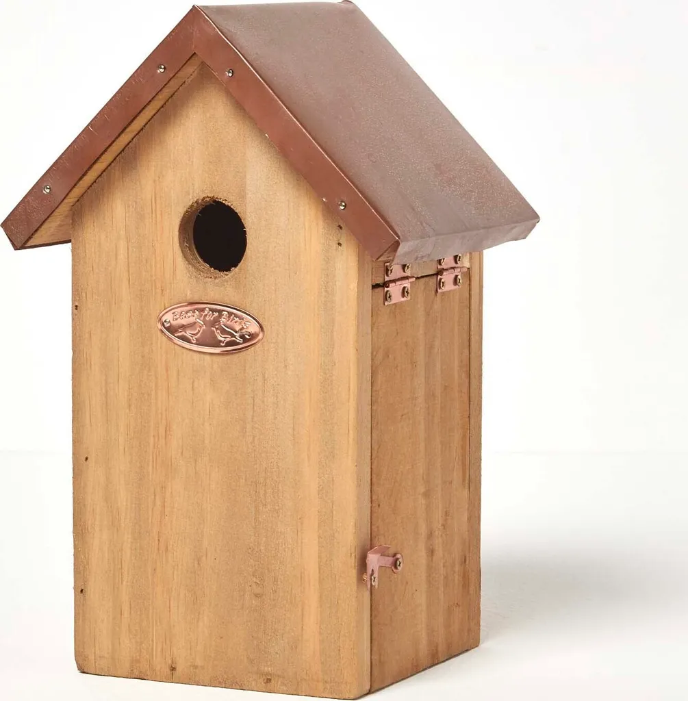 Mangeoire pour oiseaux en bois et cuivre - Station de nourrissage chic