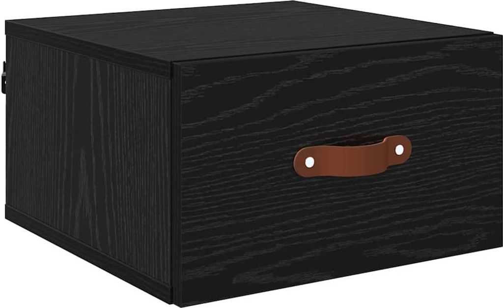 Wandmontiertes Nachttischchen Schwarz Eichen-Optik