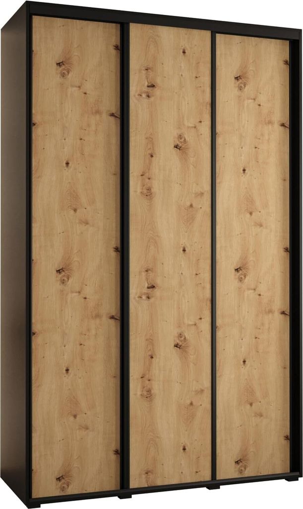 MEBLE KRYSPOL Davos 1 Schrank, drei Türen - 235,2x160x45 cm - Schwarz Artisan Schwarz