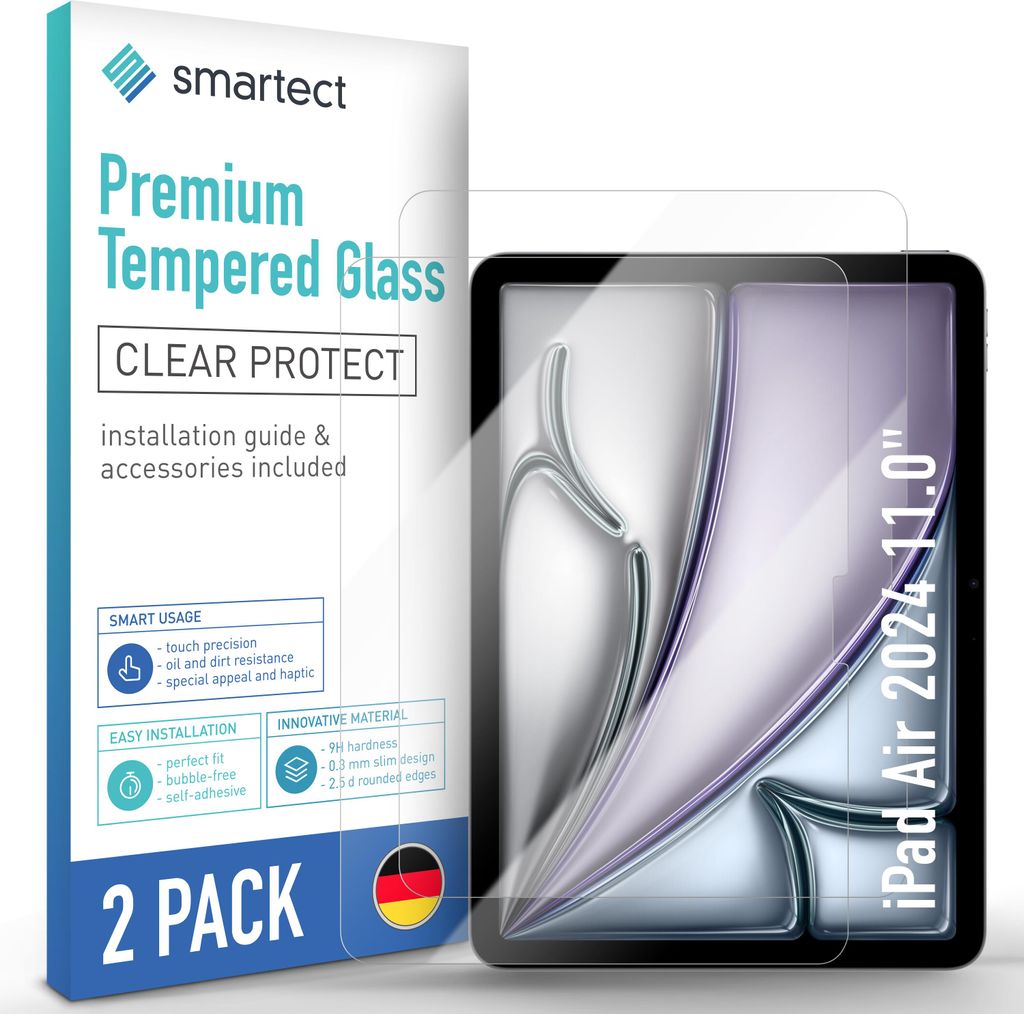 2x Schutzglas Panzerfolie Klar für iPad Air 2024 11.0" Produktbild 