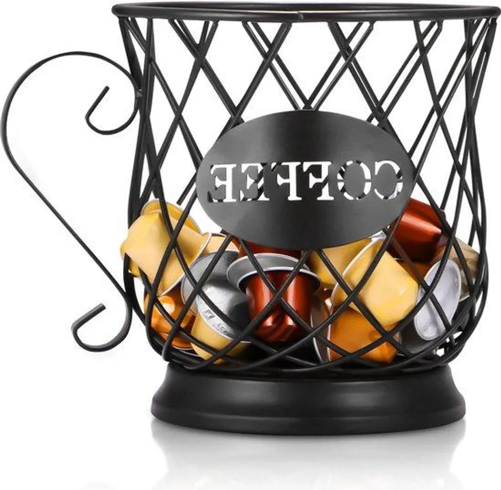 Porte-capsule grande capacité noir en métal robuste pour cuisine design