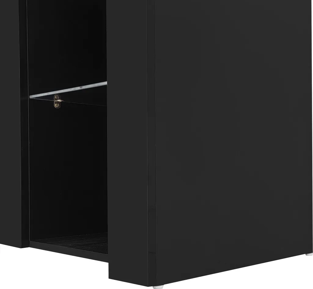 Buffet compact noir brillant Sweiko : optimisez votre petit espace chic - 16