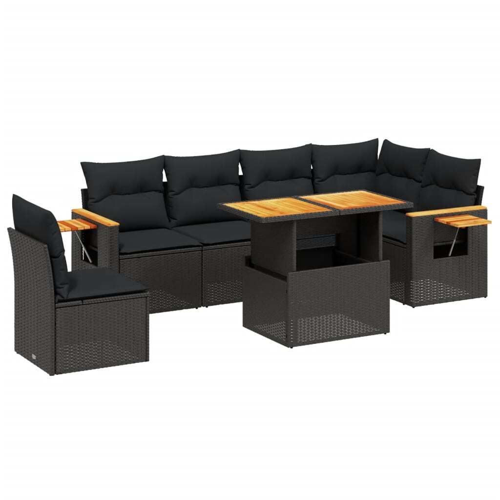 "WINTER SALE" 7-tlg. Garten-Lounge-Set - elegantes Design - Sitzgruppe/Gartengarnitur - mit Kissen Schwarz Poly Rattan - Terassenmöbel NeuMöbel70...