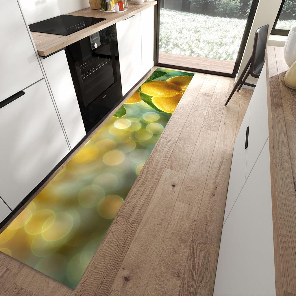 Küchenteppich 60x300cm rutschfest & abwischbar PVC Läufer - Zitronenbaum