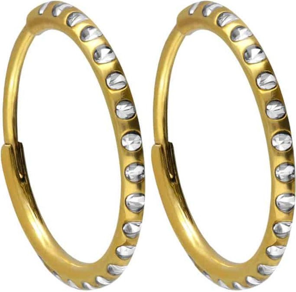 Titan Ohrclicker Creolen KRISTALLE + EPOXY Gold Innendurchmesser: 12 mm