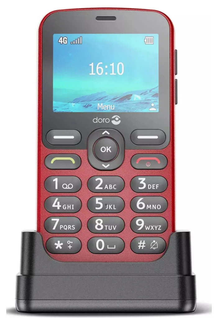 Doro 1880 Téléphone Portable Rouge - Écran Large 2,4 Pouces - Sans Secteur