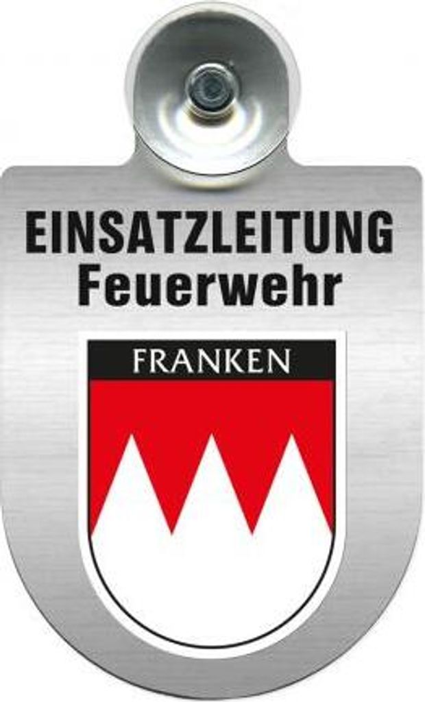 Einsatzschild Windschutzscheibe incl. Saugnapf - Einsatzleitung Feuerwehr - 309476 - incl. Regionen nach Wahl Color - Region Franken