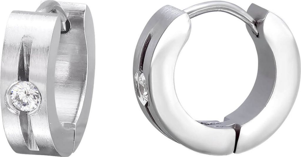 316L Chirurgenstahl Klappcreolen Ohrringe 13mm mit Zirkonia Produktbild 