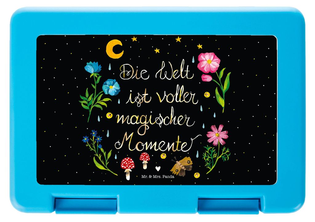 Mr. & Mrs. Panda Vesperbox Magische Welt - Geschenk, Motivation, Schulbrotdose, Schwarz, Bento Box, Snackbox, Blumen, Spruch Positiv, Weisheit, Lun...