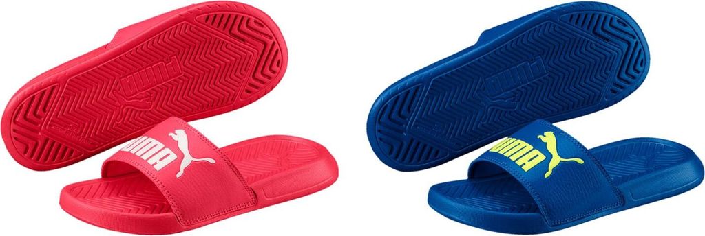 PUMA Uni Kinder Badeschuhe Badesandale Hausschuhe POPCAT , Größe:EUR 35.5 - UK 3 - 22 CM, Farbe:Blautöne