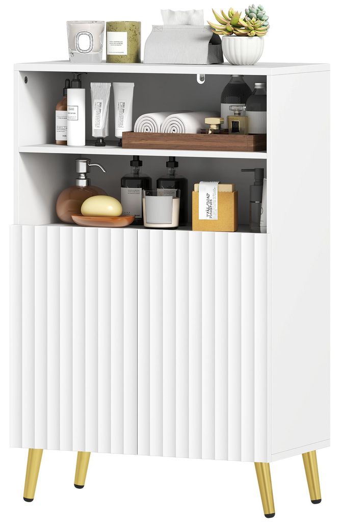 HOMCOM Badezimmerschrank schmal mit 2 Soft-Close-Türen für Produktbild 
