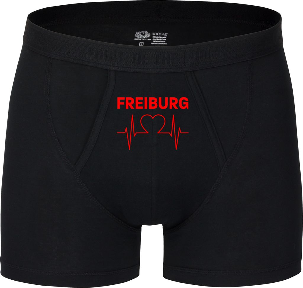 multifanshop Herren Boxer Short - Freiburg - Herzschlag, schwarz, Größe M