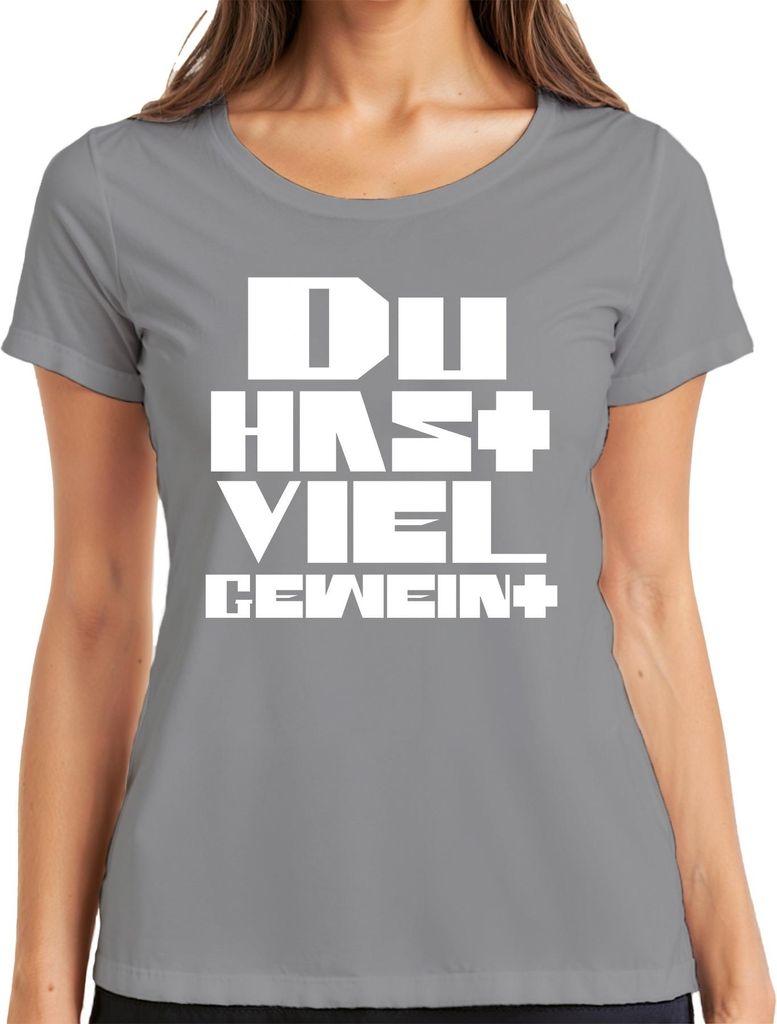 Du hast viel geweint plus sarkastisch ironisch Geschenk Retro Damen T-Shirt, Grau, XXL