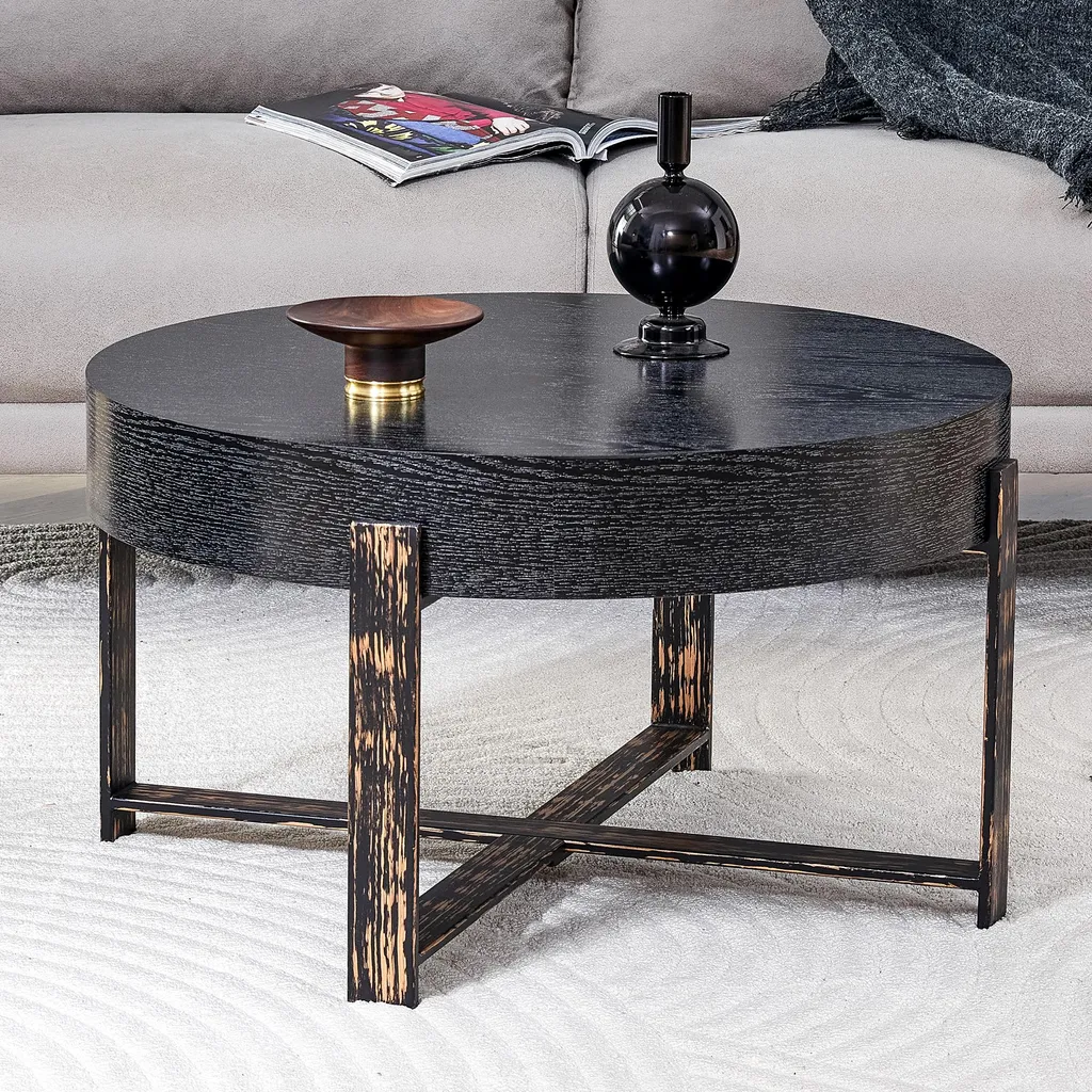 Table Basse Stable Noire 68cm : Solution Design pour Salon et Séjour