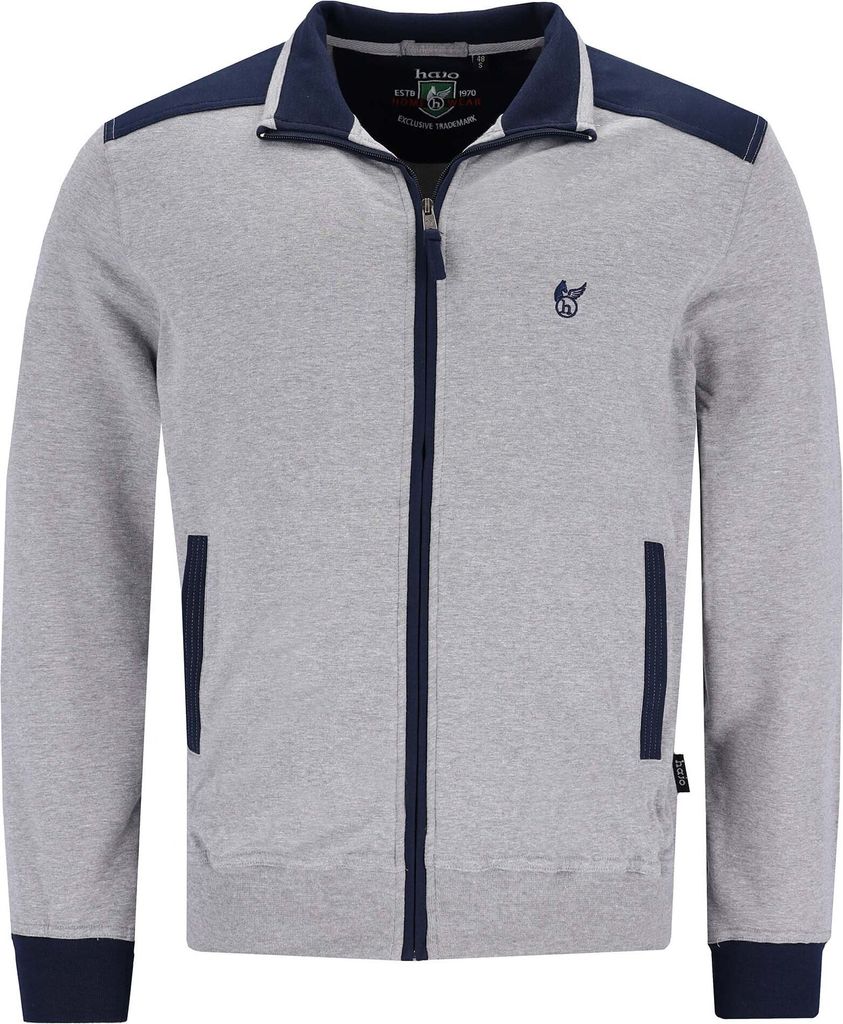 hajo Herren Sweatjacke - Freizeit, Klima-Komfort, Stretch Baumwolle-Mix, uni Grau L