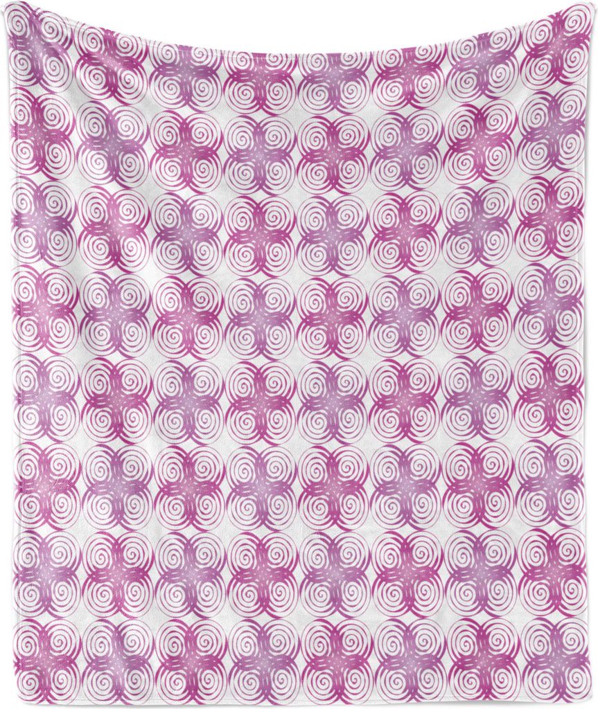 ABAKUHAUS Abstrakt Weich Flanell Fleece Decke, Wirbelnde Spirale Patchwork Künstlerische Geometrische Rund curves Wiederholung, 175 x 230 cm, Weiß