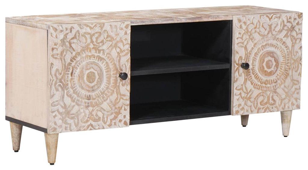 TV-Schränk- VIDAXL - Medienregal - Weiß 105 x 33,5 x 46 cm Massivholz Mango