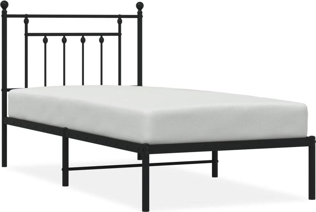 vidaXL Postel s čelem kovová černá 90x190 cm Obrázek produktu 