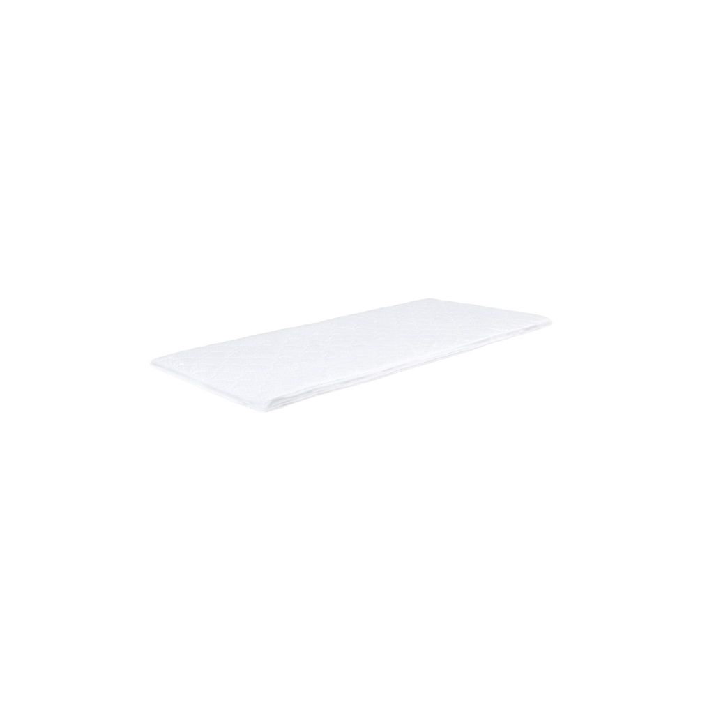 A white mattress topper is shown on a white background.