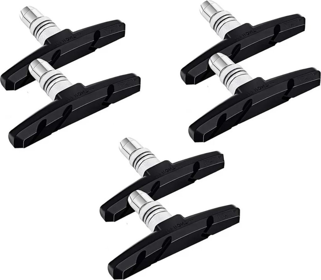 6 Stück Fahrrad Bremsen Set für Shimano | 3 Paar Bremsschuhe schwarz für das Fahrrad | V-Bremse 70mm V-Brake symmetrisch | Bremsbeläge | Bremsg...
