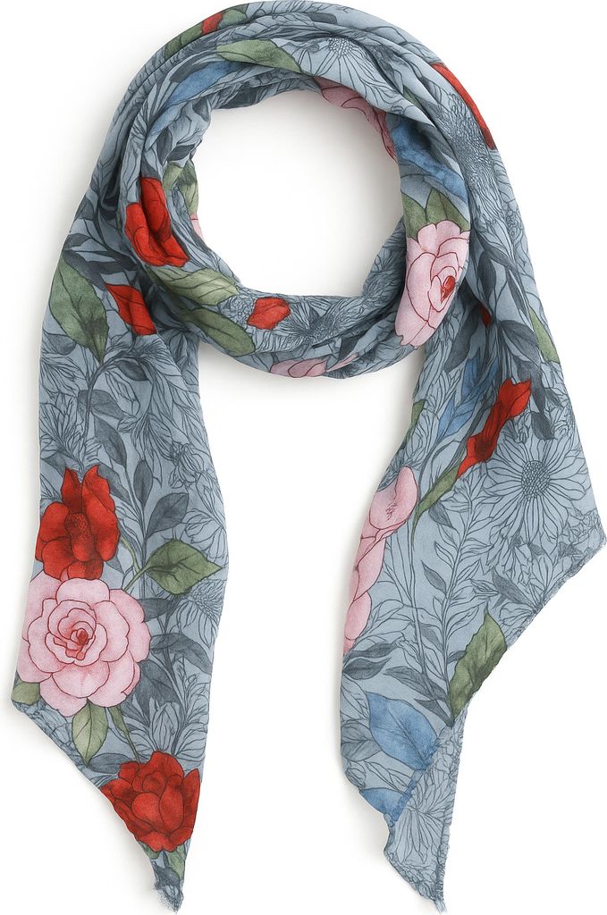 Italienischer Schal Tessy mit verschiedenen Rosen und Blätter von collezione alessandro