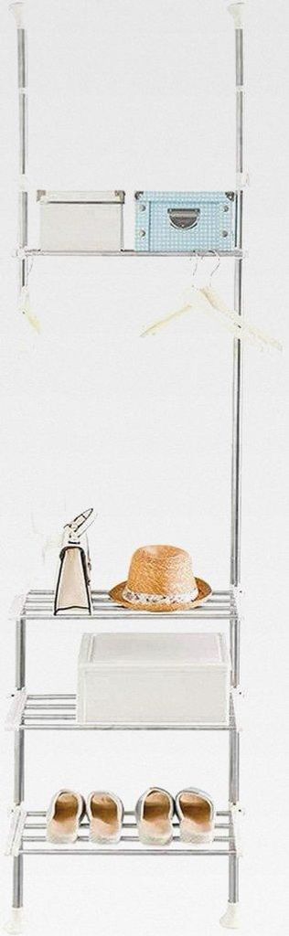 Teleskop Badregal ohne Bohren Regal über Waschmaschine Toilette Badezimmerregal mit 4 Ablagen Metall Teleskopregal Höhenverstellbar bis 128-205 c...