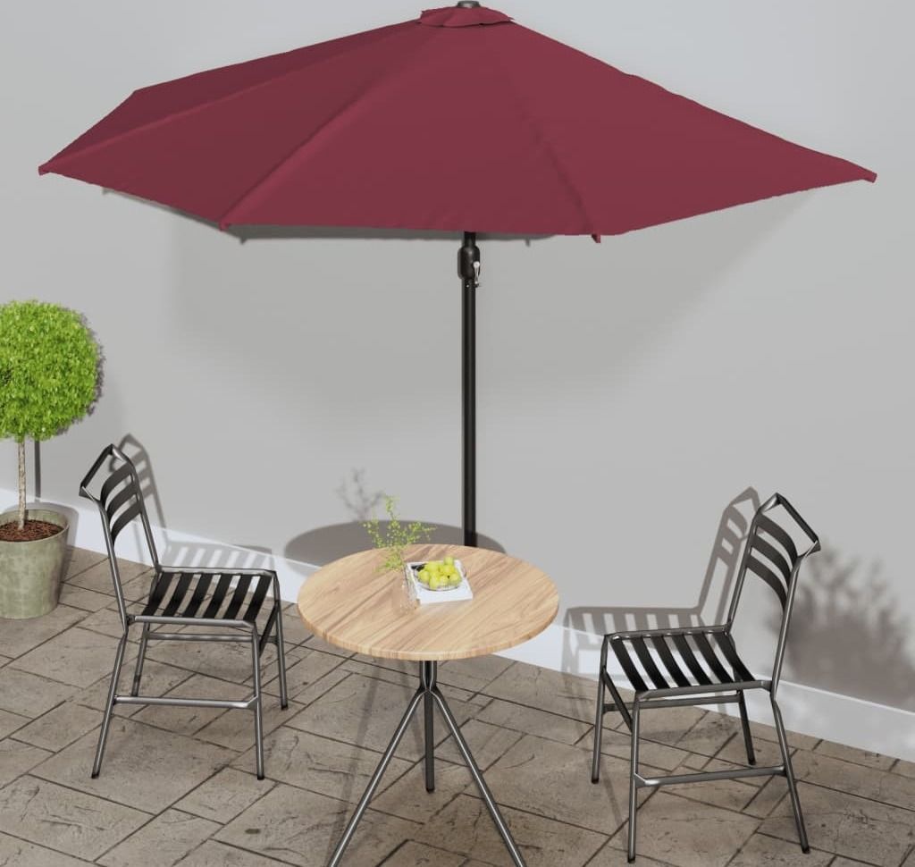 Parasol balcon Mât en aluminium rouge bordeaux Image du produit 