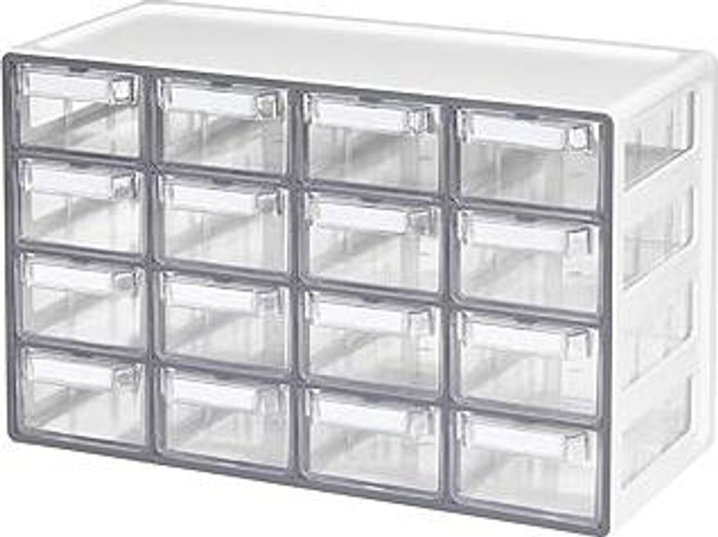 BLUE GINKGO Mittelgroßer Aufbewahrungsschrank mit 16 Schubladen – stapelbare Perlen- und Bastelaufbewahrung, Hardware-Kleinteile-Organizer, Lehr...