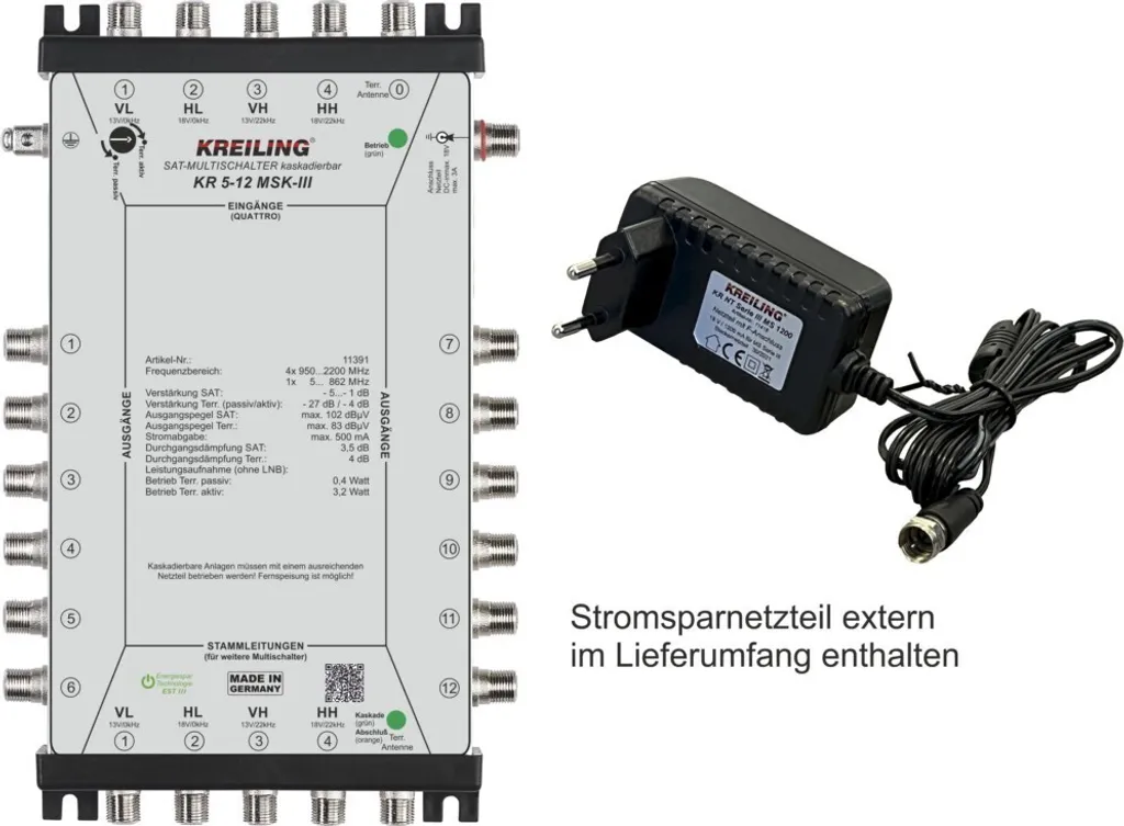 Sélecteur satellite multicommutateur 12 éléments pour réseau de bâtiment