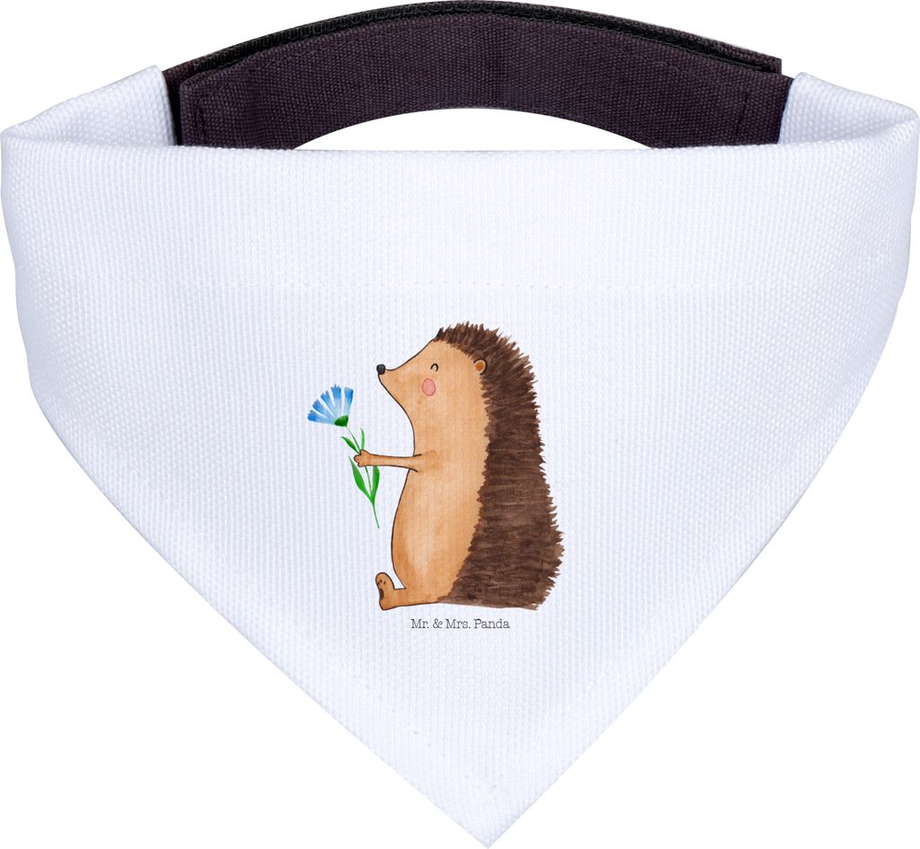 Mr. & Mrs. Panda Halstuch Für Hunde Igel Blumen - Weiß - Geschenk, Besuch, Krankheit, Genesungswünsche, Krankenhaus, Hundehalstuch, Tuch, Lustig...