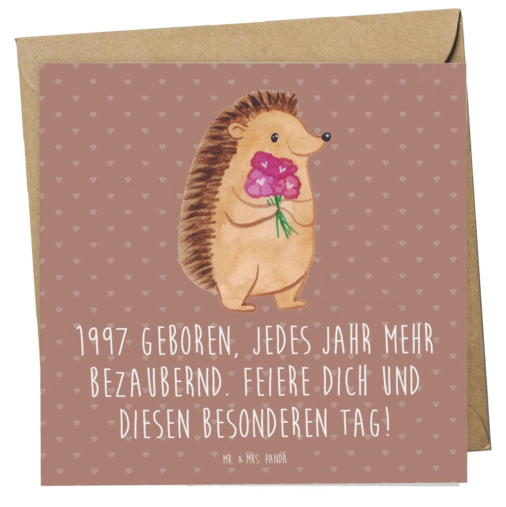 Mr. & Mrs. Panda Glückwunschkarte 1997 Geburtstag Charmant - Braun Pastell - Geschenk, Erinnerungen feiern, Klappkarte, Geburtsjahr, doppelkarte, ...