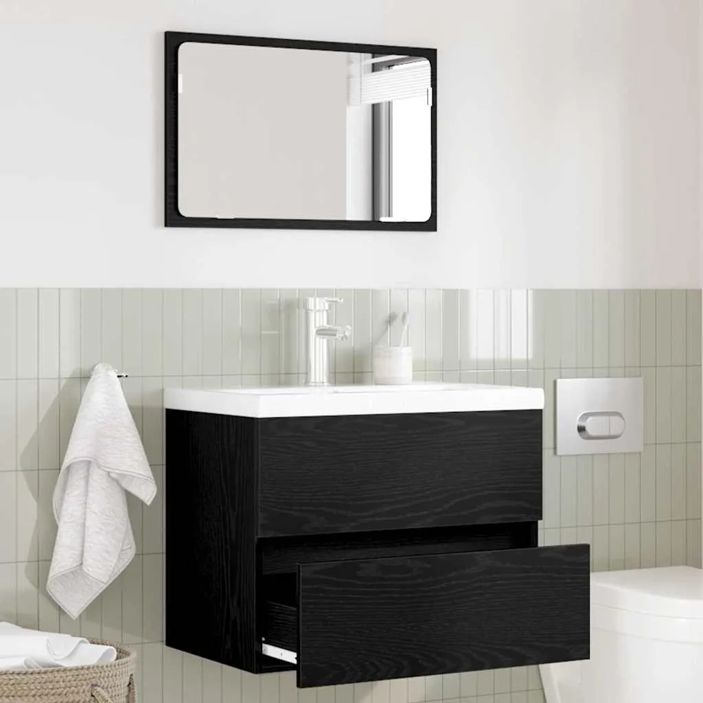 Meuble salle de bain chêne noir 2 pièces à tiroirs amortisseurs
