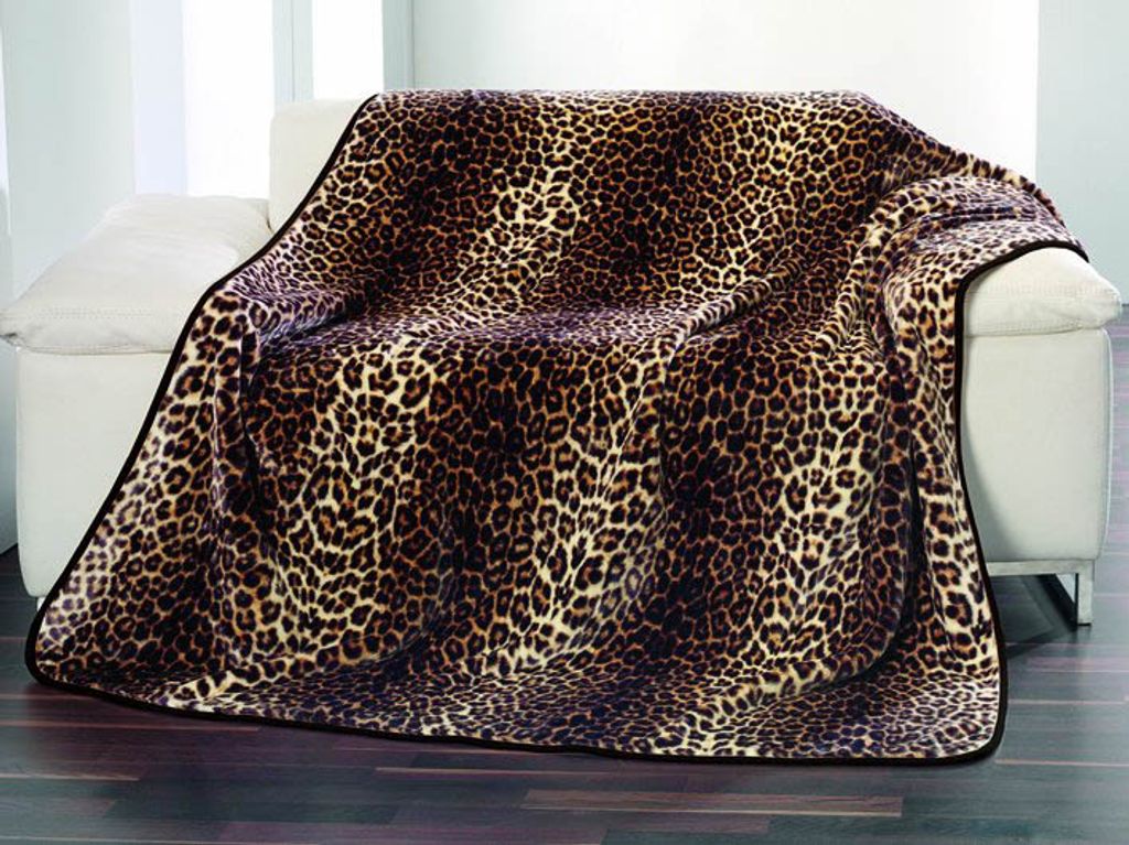 Leopard Decke Cashmere-Feeling Decke braun