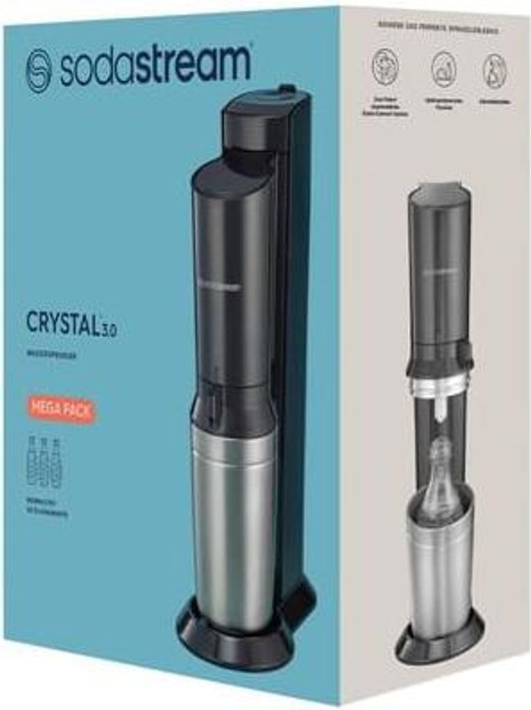 SodaStream CRYSTAL 3.0, Edelstahl, Schwarz, 385 mm, 205 mm