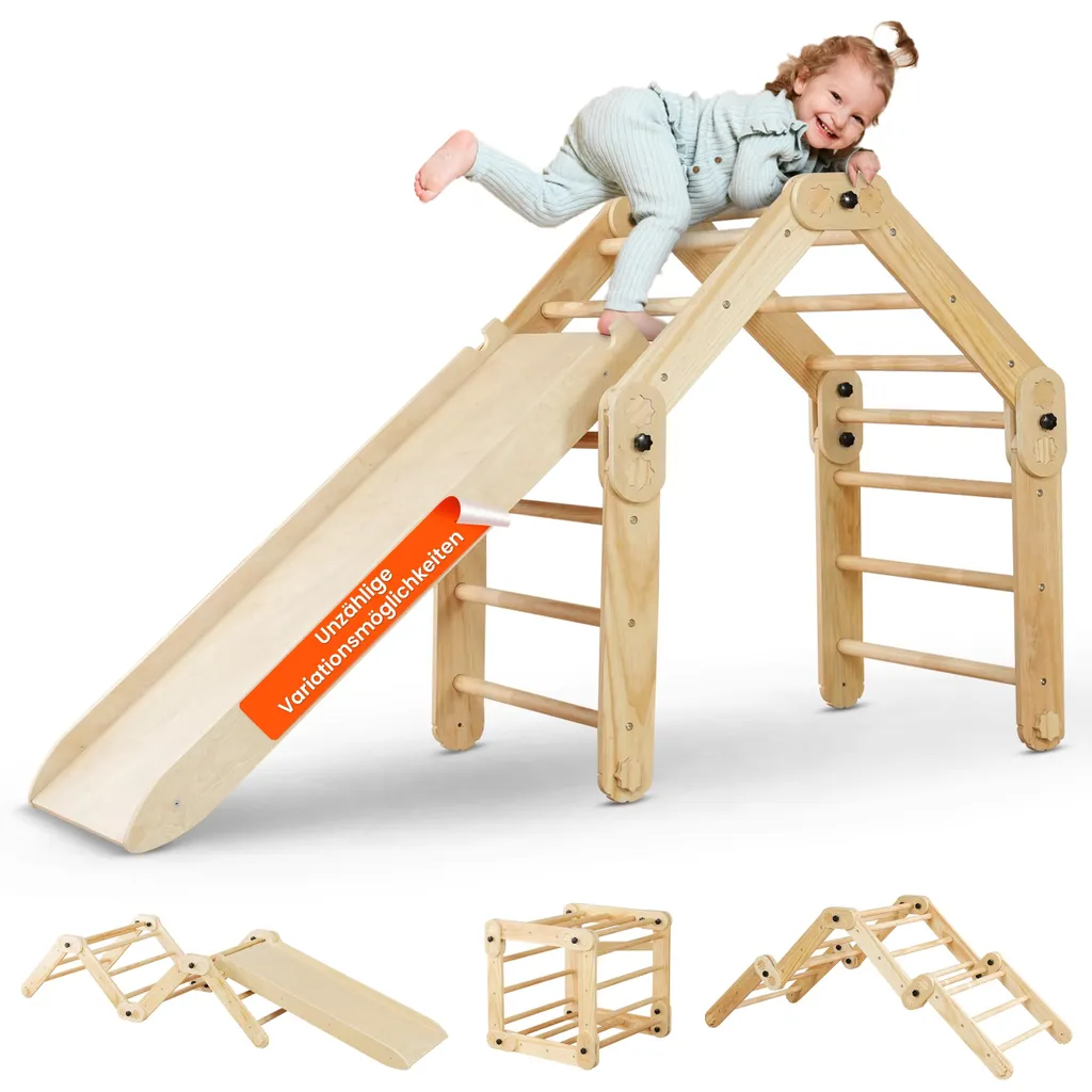 Cadre d'escalade d'intérieur avec toboggan : 14 configurations de jeu