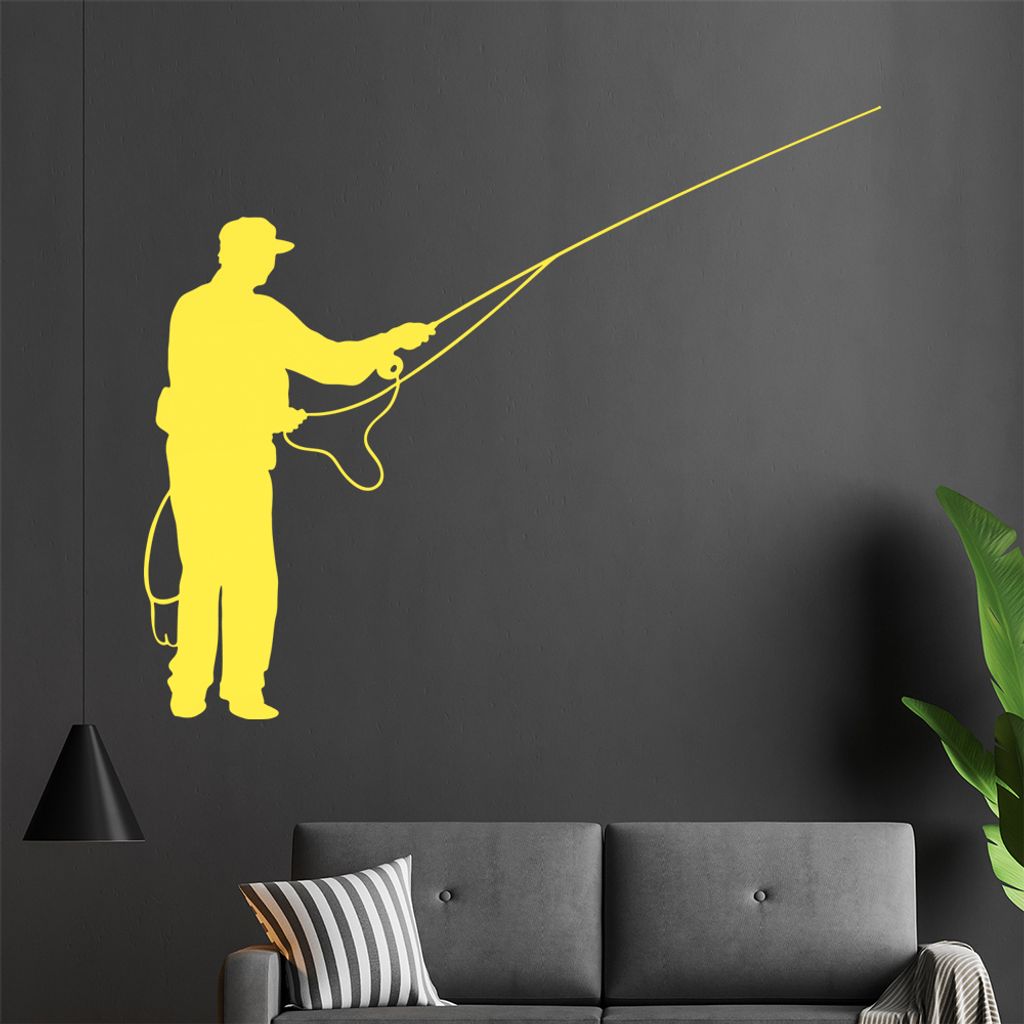 KIWISTAR Angler - Fischer Hobby Köder Wandtattoo in 6 Größen - Wandaufkleber Wall Sticker - Dekoration, Küche, Wohnzimmer, Schlafzimmer, Badezi...
