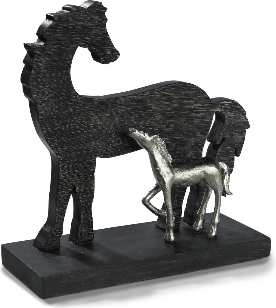 Scultura Cavallo Moritz Legno di Mango e Alluminio - Decorazione Casa