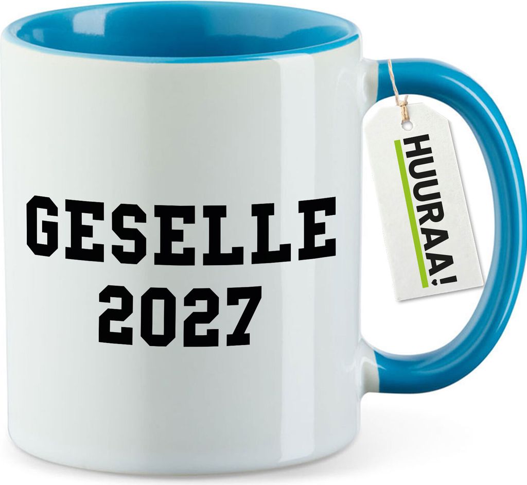 Huuraa Kaffeetasse Geselle 2027 Ausbildung 330ml Blau Keramik Kaffeebecher Geschenkidee