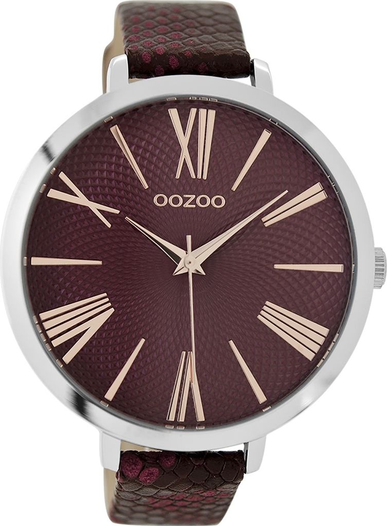 Oozoo Armbanduhr dunkelrot Leder Timepieces Damen Analog-Quarzuhr UOC9171A