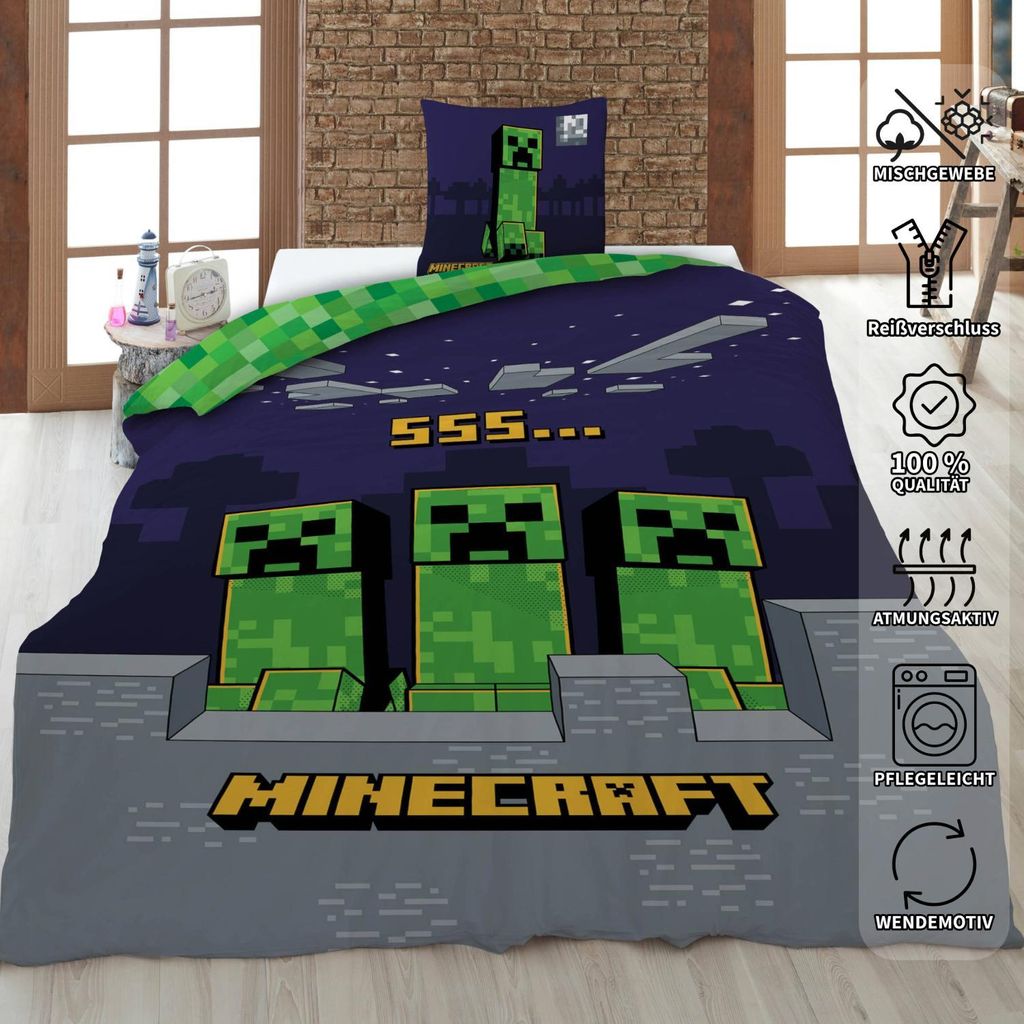 Minecraft Wende Bettwäsche Set 2 tlg. 135 x 200 cm 80 x Produktbild 