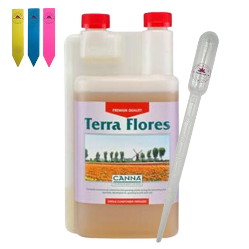 Canna Terra Flores 1 Liter inkl. Dosierpipette und 3 Pflanzenschilder