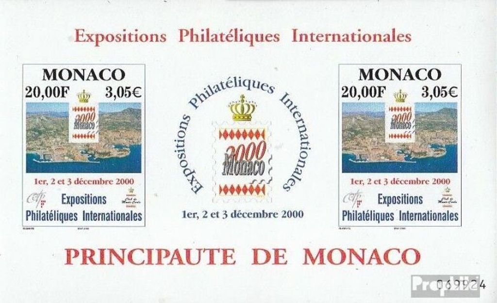 Briefmarken Monaco 2000 Mi Block81 (kompl.Ausg.) postfrisch Briefmarkenausstellung
