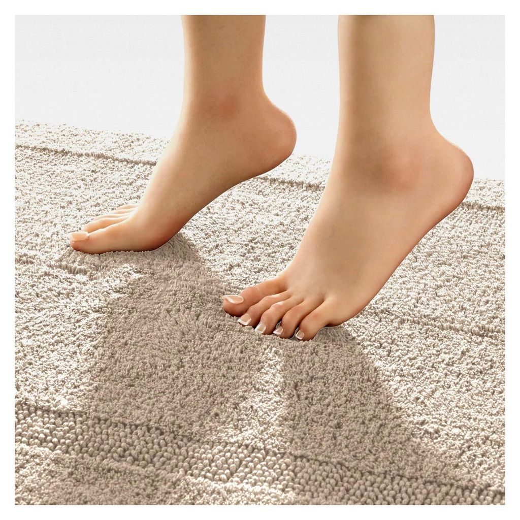 Badematte Heraklion beige 60x100 cm - Kochfest, für Fußbodenheizung geeignet, 100% Baumwolle