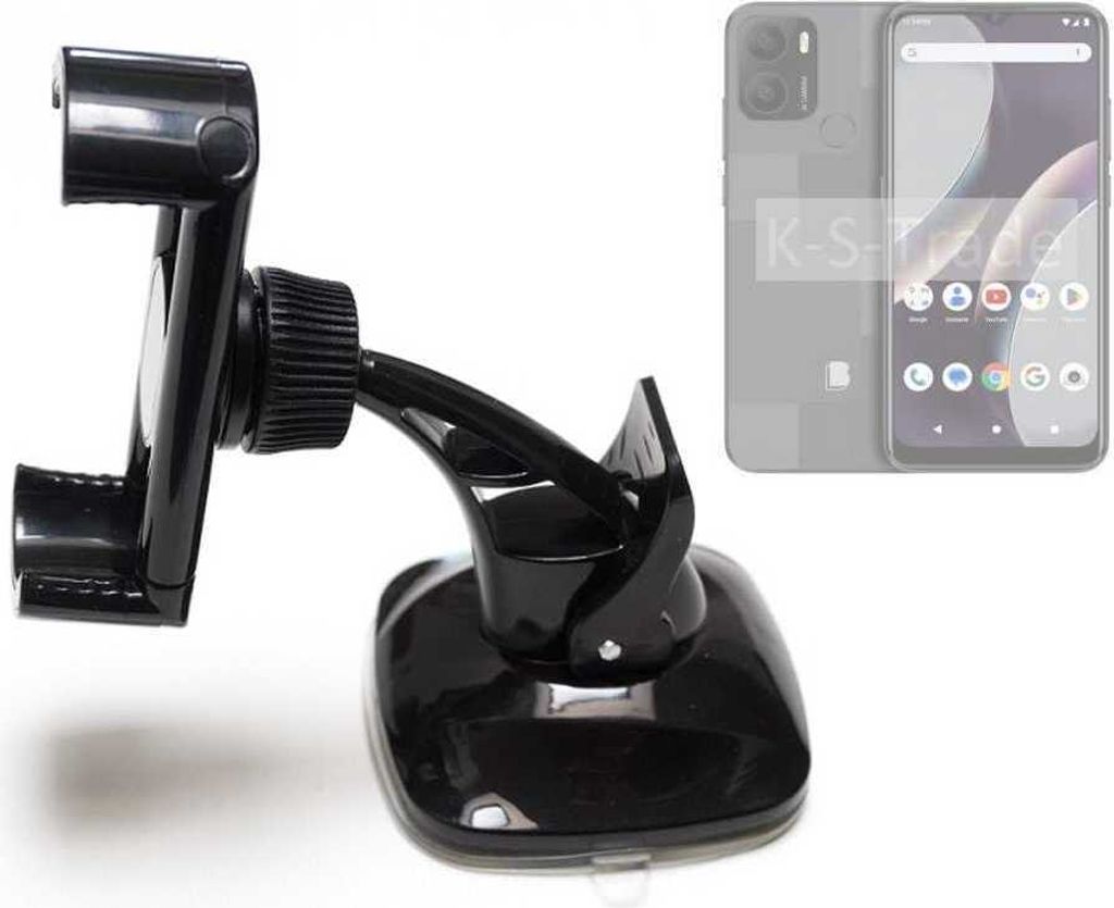 K-S-Trade kompakte Handy-Halterung Windschutzscheibe kompatibel mit BLU G43 Armaturenbrett schwarz Autohalterung KFZ Halter Scheiben-Halterung schwarz