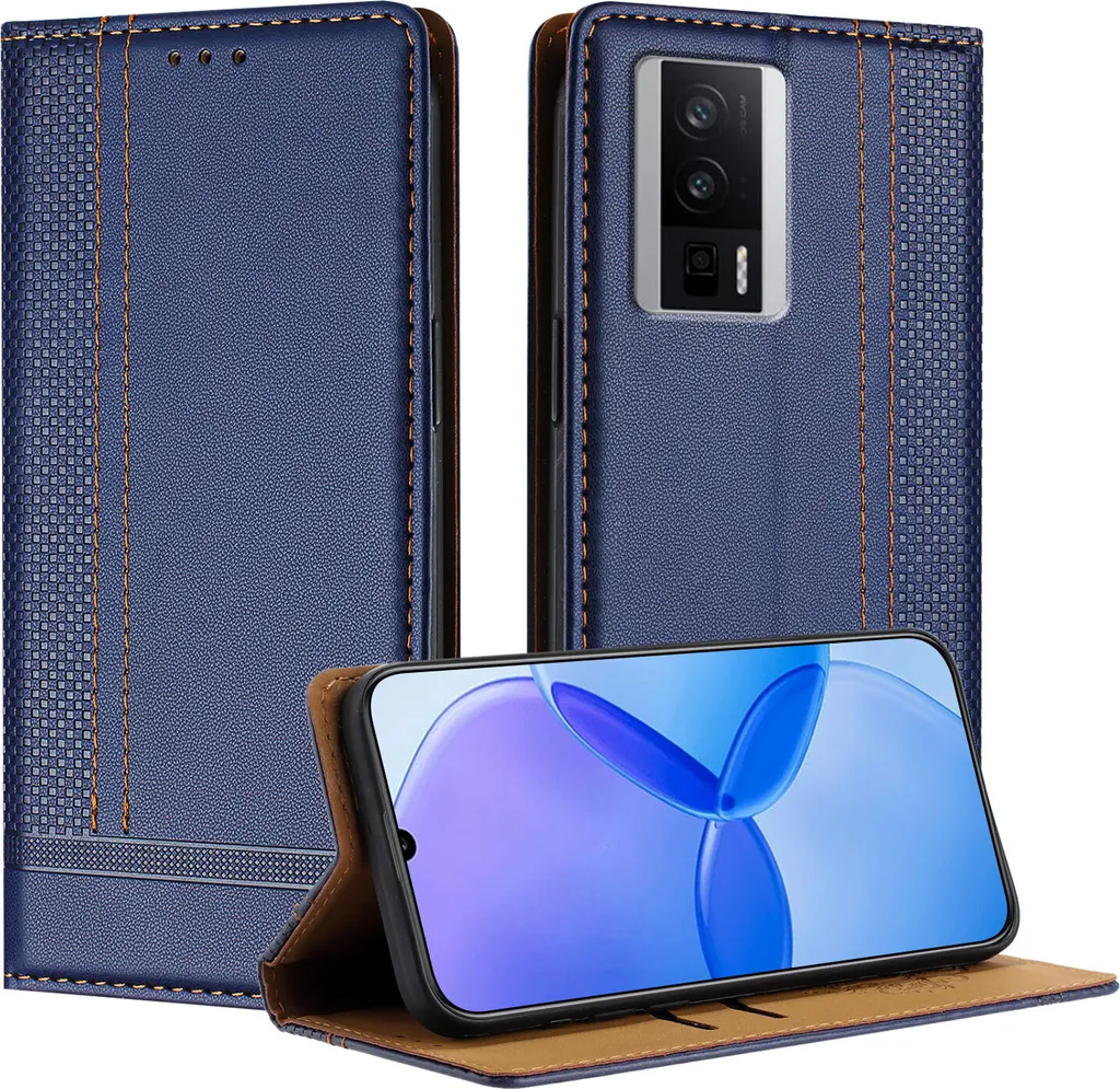 Offerta Custodia Blu Xiaomi Poco F5 Pro Flip Pelle Stand - Prezzo Top