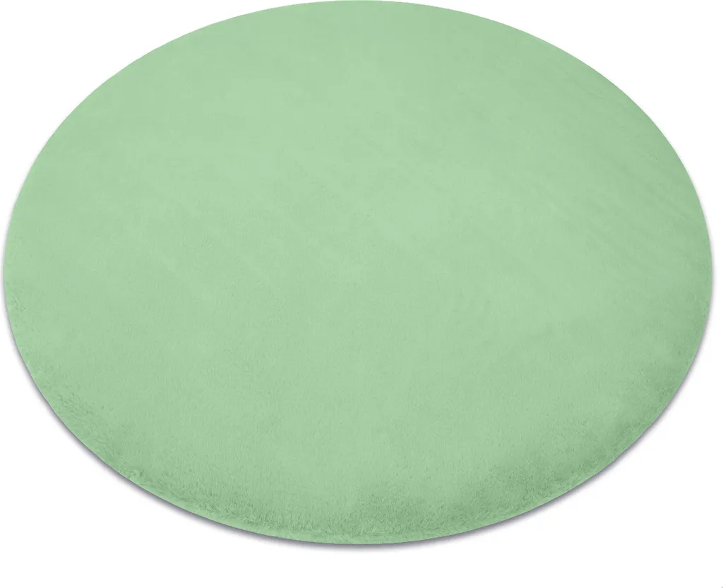Tapis de chambre rond vert 100cm imitation fourrure de lapin collection