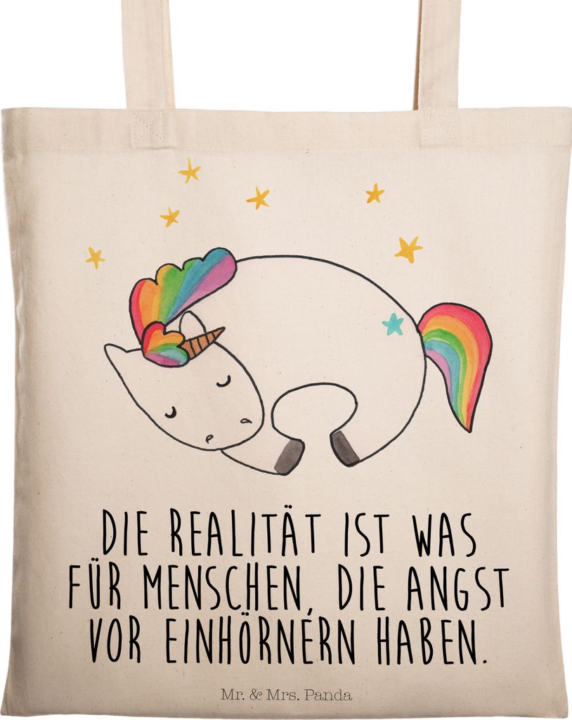 Mr. & Mrs. Panda Jutebeutel Einhorn Nacht - Transparent - Geschenk, Shopping Tasche, Einhörner, Freundin, Träume, Tote Bag, Menschen, canvas, Ein...