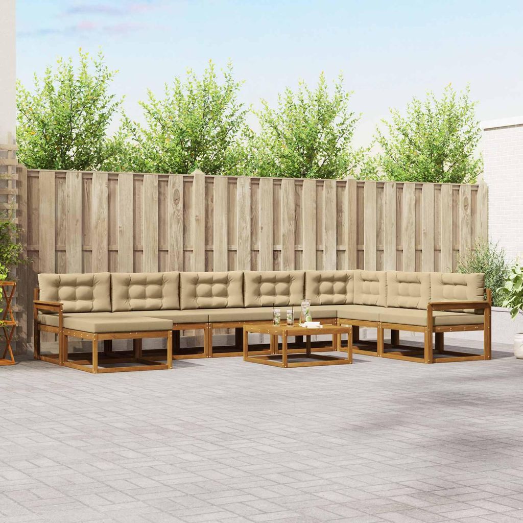 Outdoor-Sofagarnitur mit Kissen (9 pcs)- CLORIS - Natur und Beige - Gartensofas C309