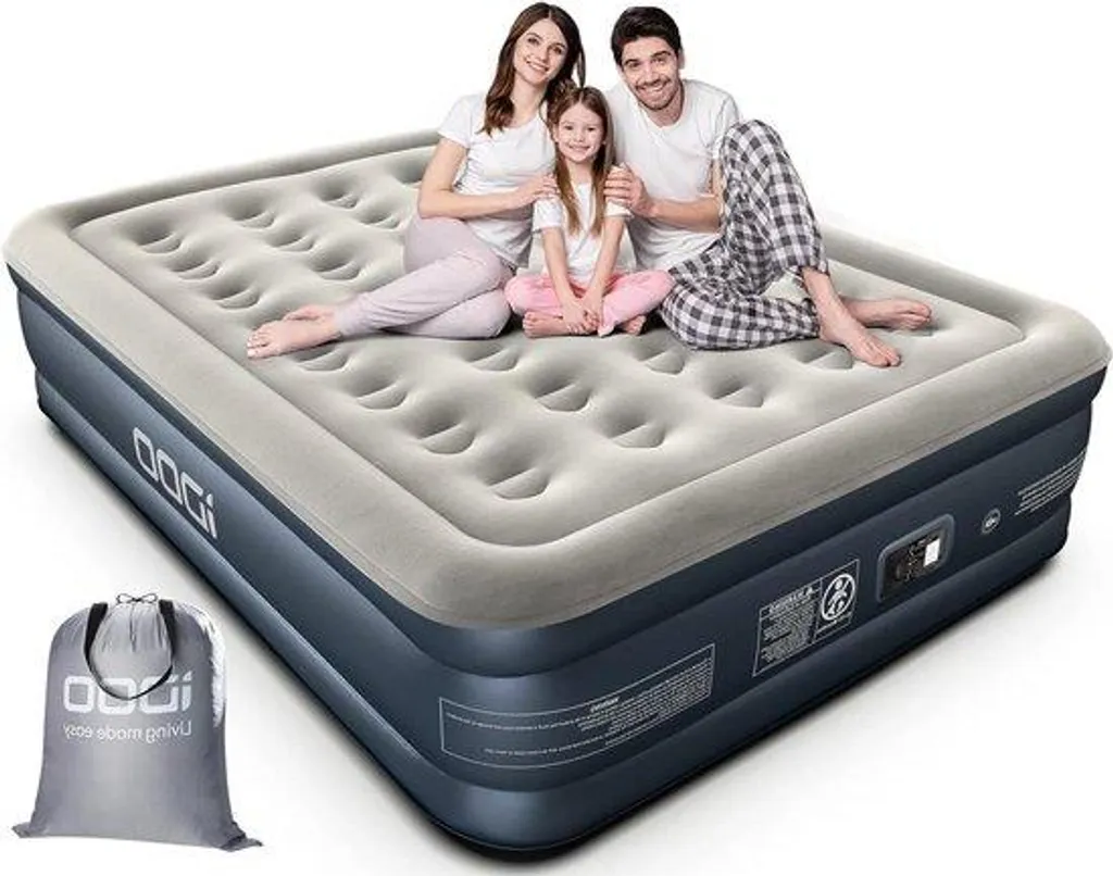Lit gonflable automatique 203x152 cm - Support 295kg et confort velours