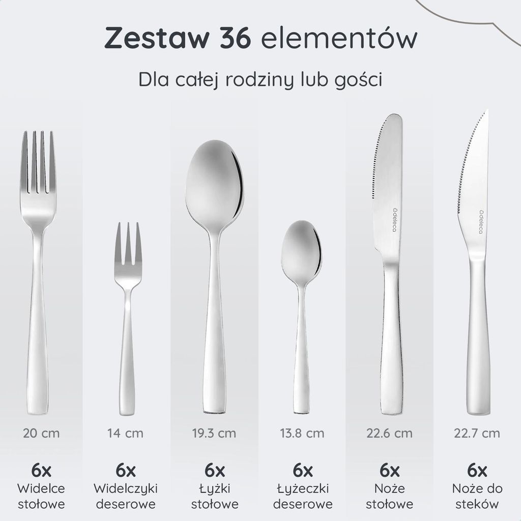 Deleca zestaw sztućców 36 elementów dla 6 osób - sztućce Zdjęcie produktu 